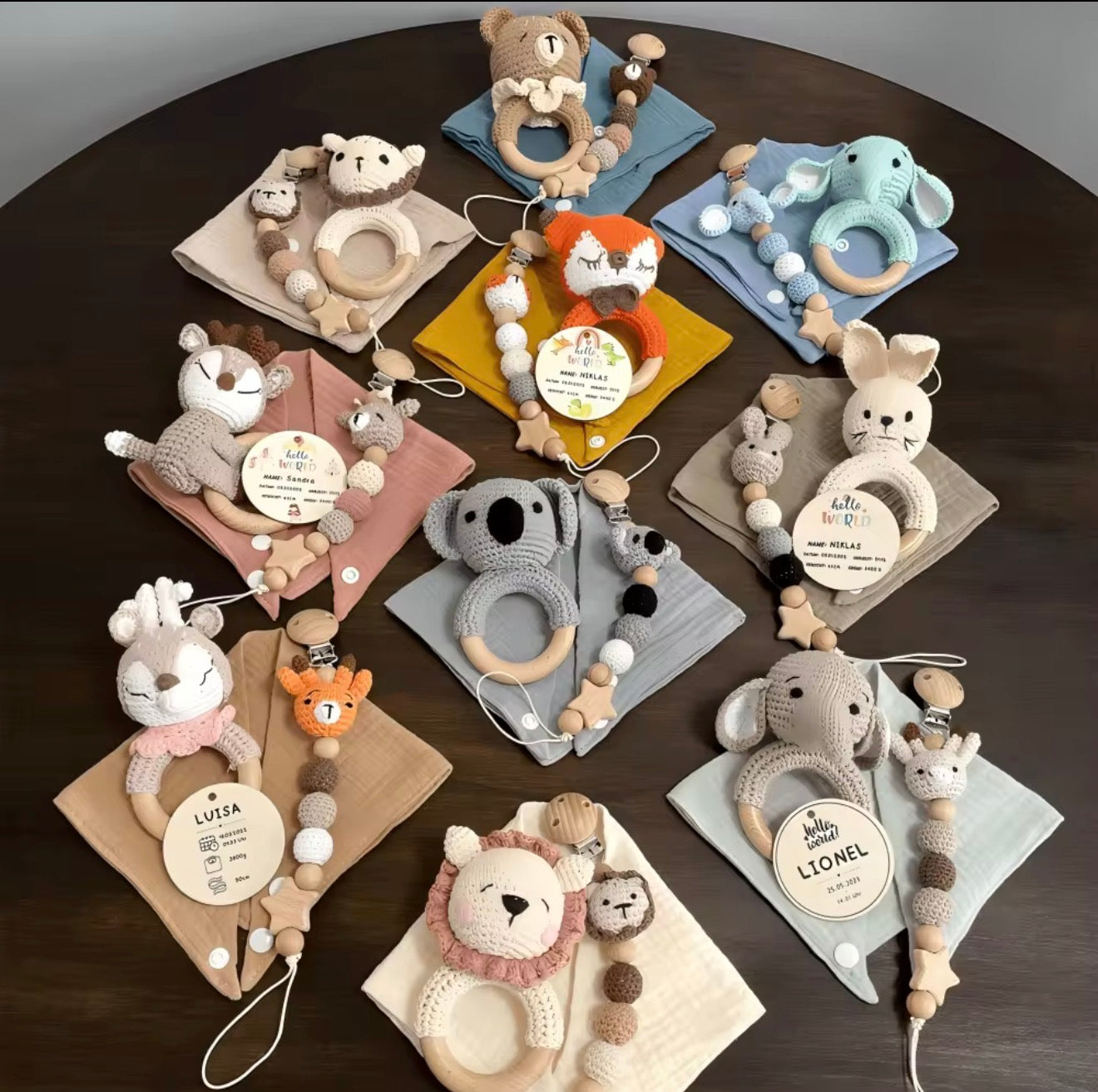 My First Adventure Gift Set: 3-Piece Organic Cotton & Beechwood Baby Bundle